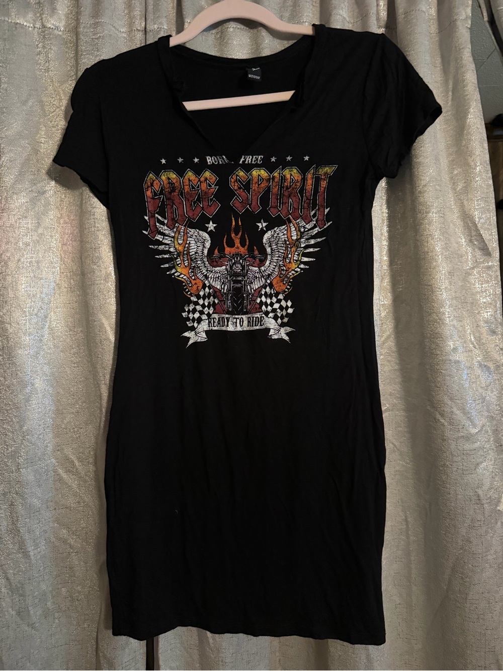 Windsor Free Spirit Black Graphic Women's Tee Dress